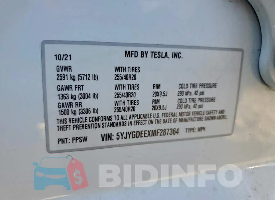 5YJYGDEEXMF287364 Photo# 13