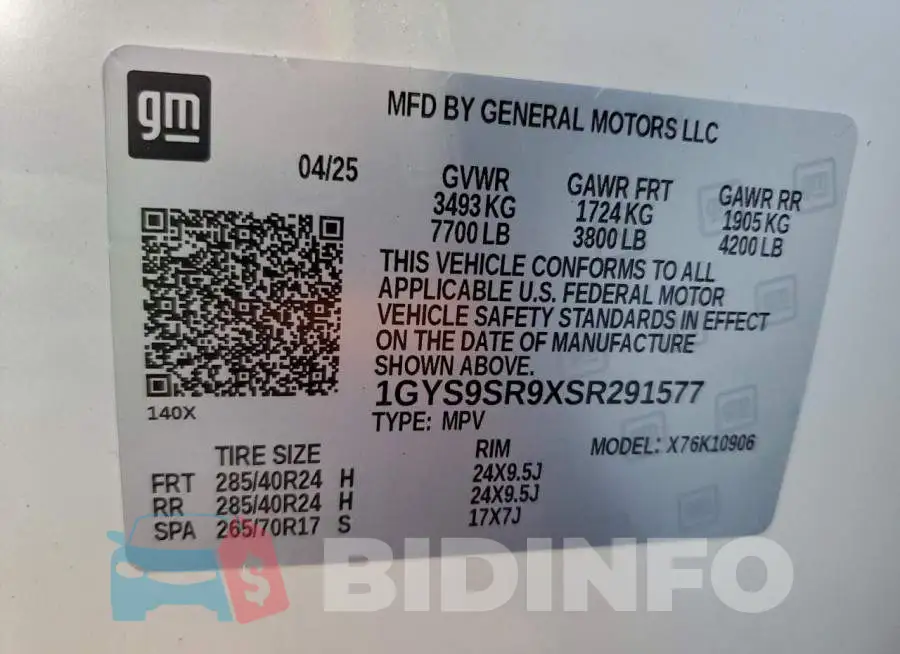 1GYS9SR9XSR291577 Photo# 14