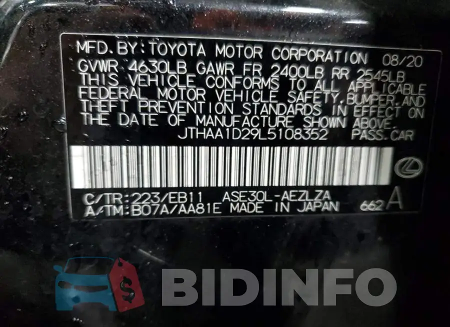 JTHAA1D29L5108352 Photo# 13