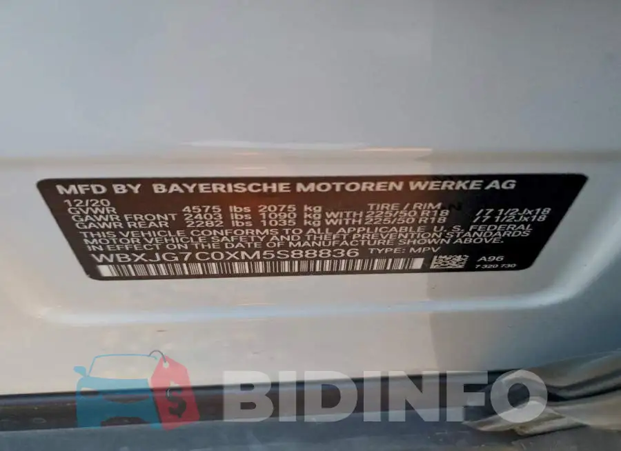 WBXJG7C0XM5S88836 Photo# 13