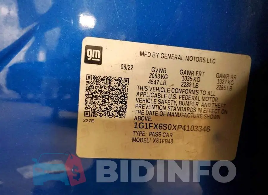 1G1FX6S0XP4103346 Photo# 13