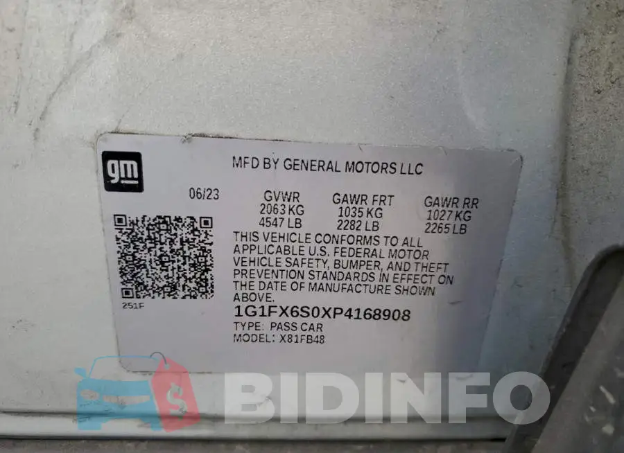 1G1FX6S0XP4168908 Photo# 12