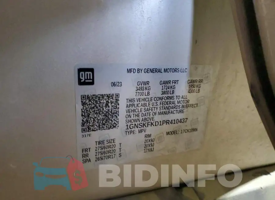 1GNSKFKD1PR410437 Photo# 13