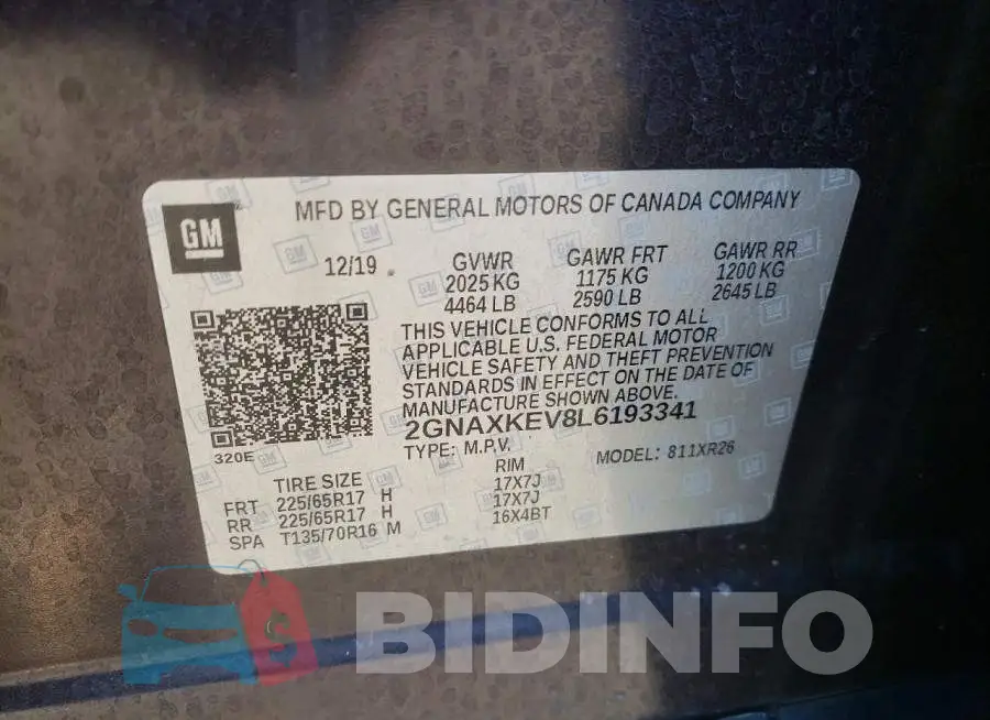 2GNAXKEV8L6193341 Photo# 13