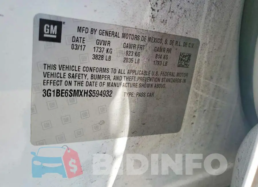 3G1BE6SMXHS594932 Photo# 12