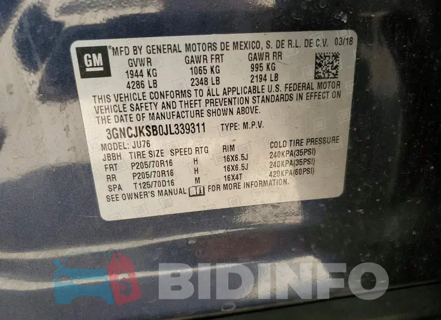 3GNCJKSB0JL339311 Photo# 13