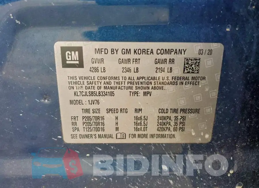 KL7CJLSB5LB334105 Photo# 13