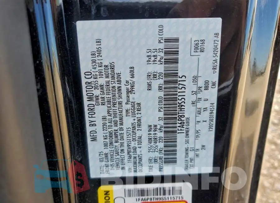 1FA6P8TH9S5115715 Photo# 13