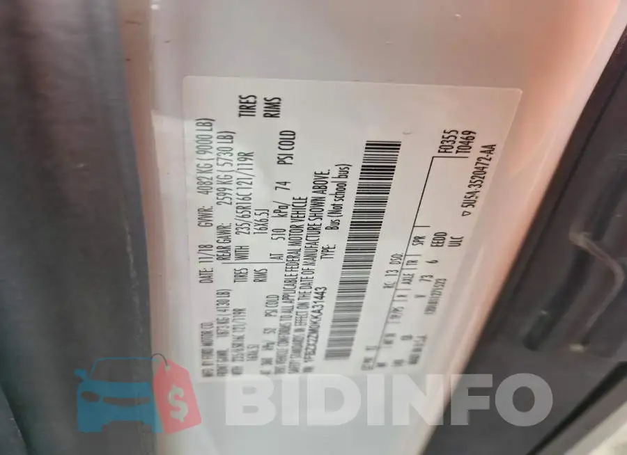 1FBZX2ZM0KKA31443 Photo# 14