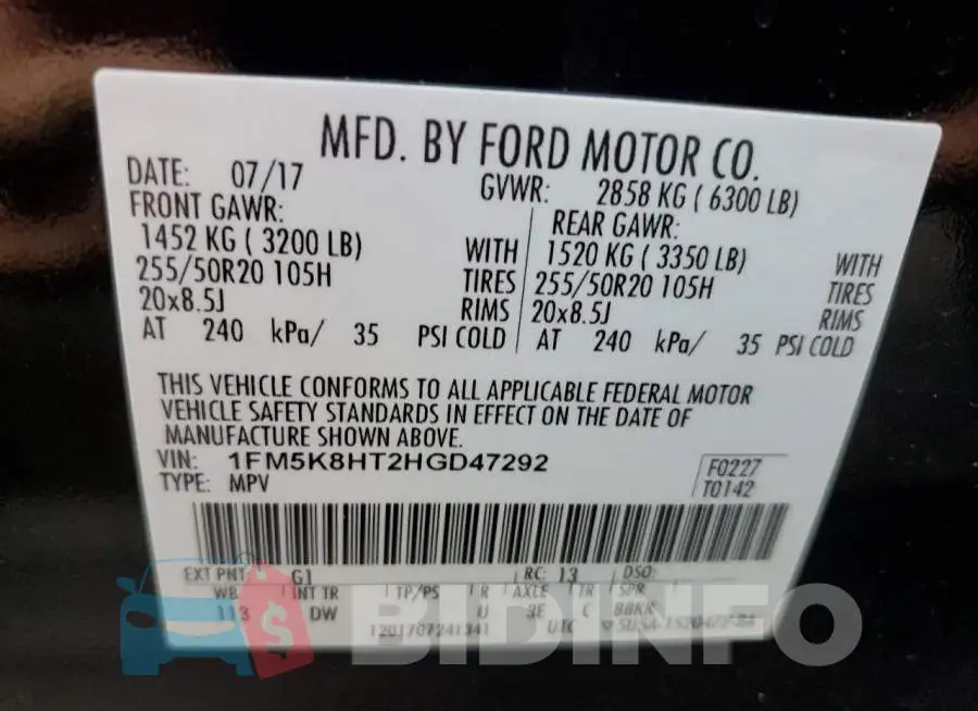 1FM5K8HT2HGD47292 Photo# 13