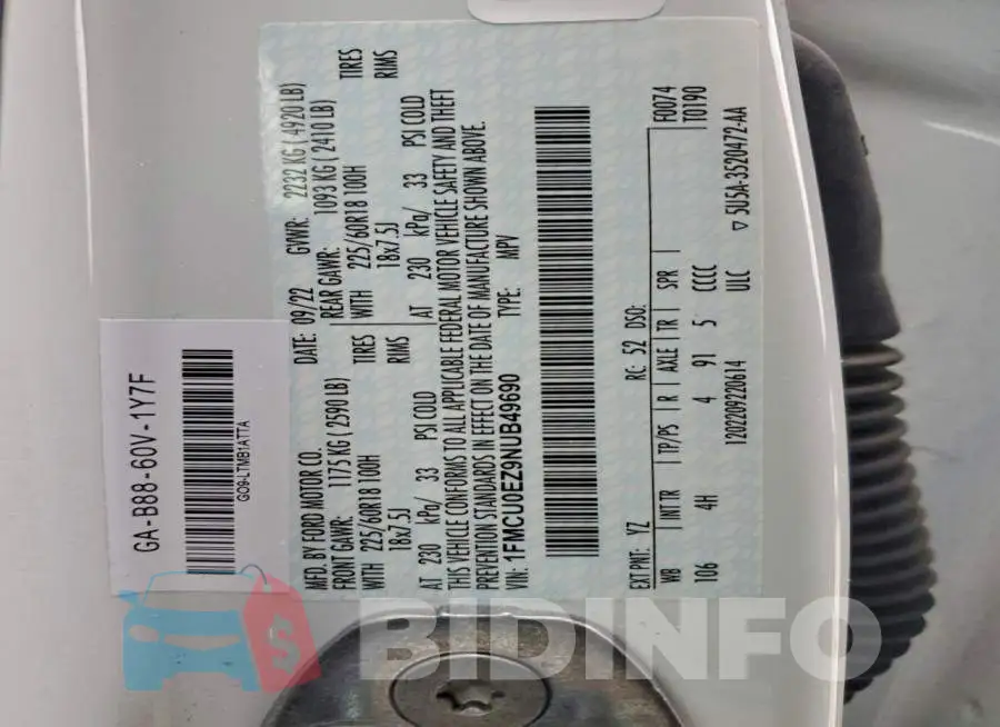1FMCU0EZ9NUB49690 Photo# 14