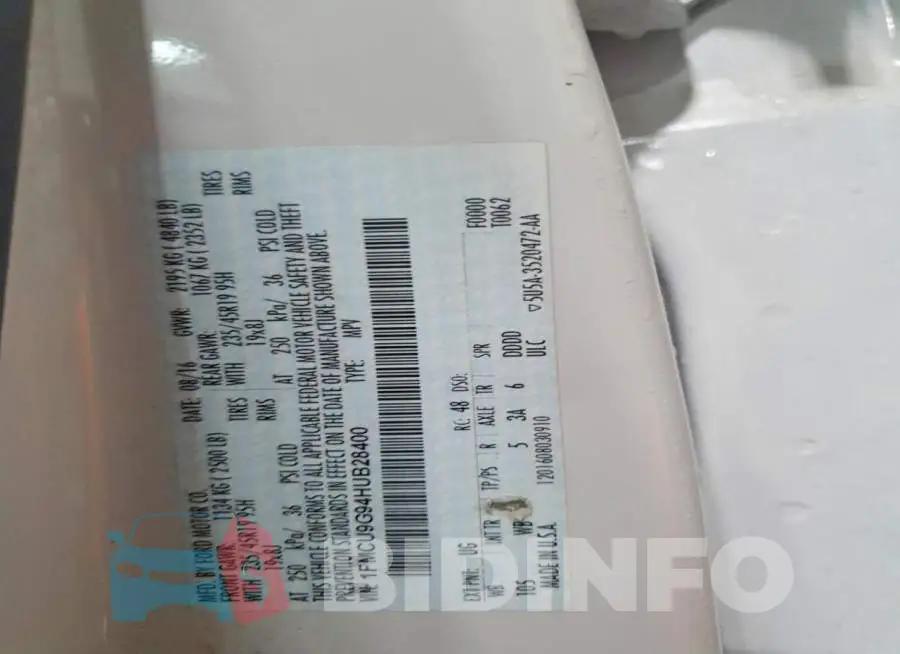 1FMCU9G94HUB28400 Photo# 14