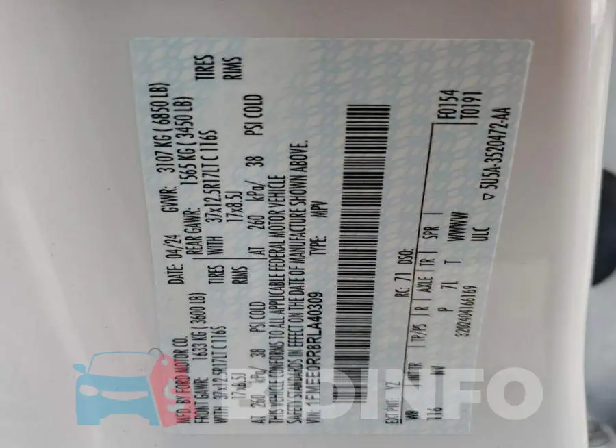 1FMEE0RR8RLA40309 Photo# 12