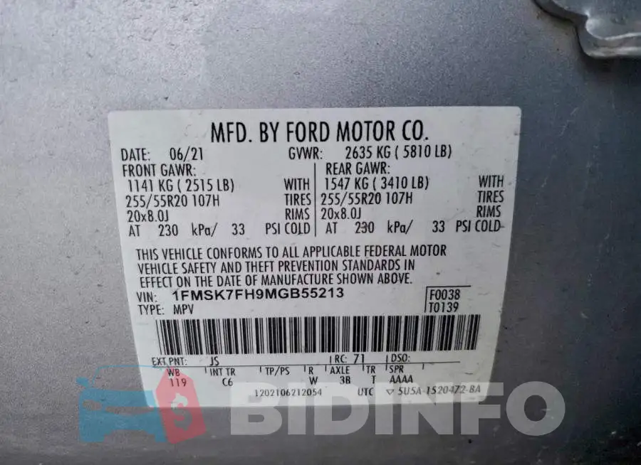 1FMSK7FH9MGB55213 Photo# 13