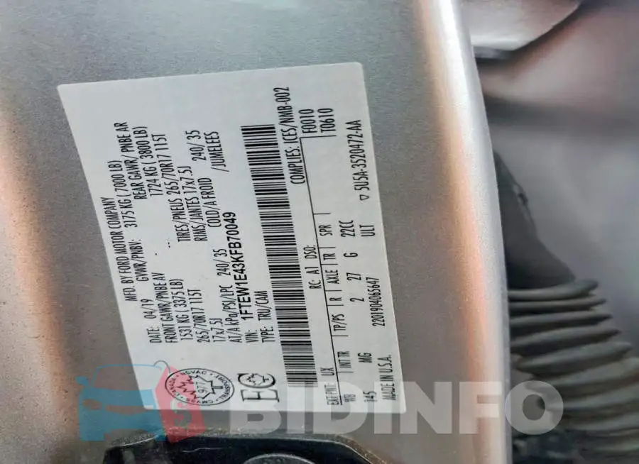 1FTEW1E43KFB70049 Photo# 12