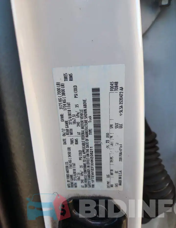 1FTEW1EFXHKE05211 Photo# 12