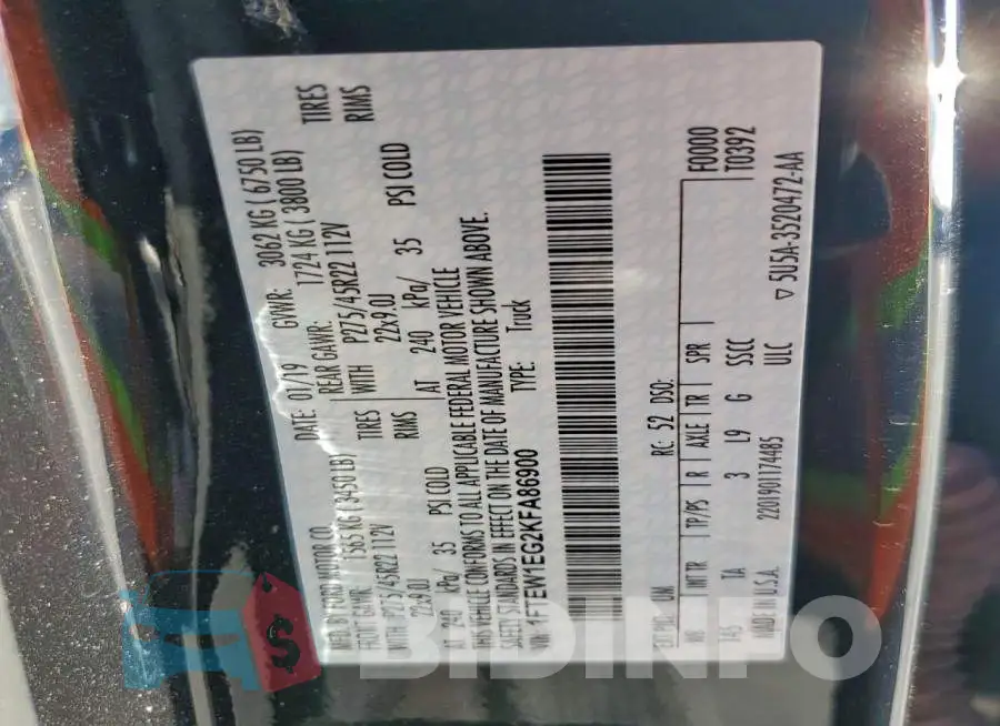 1FTEW1EG2KFA86900 Photo# 12