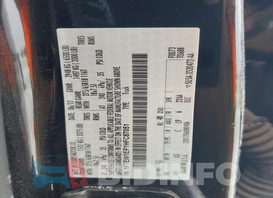 1FTEW1EP1HFC87051 Photo# 12