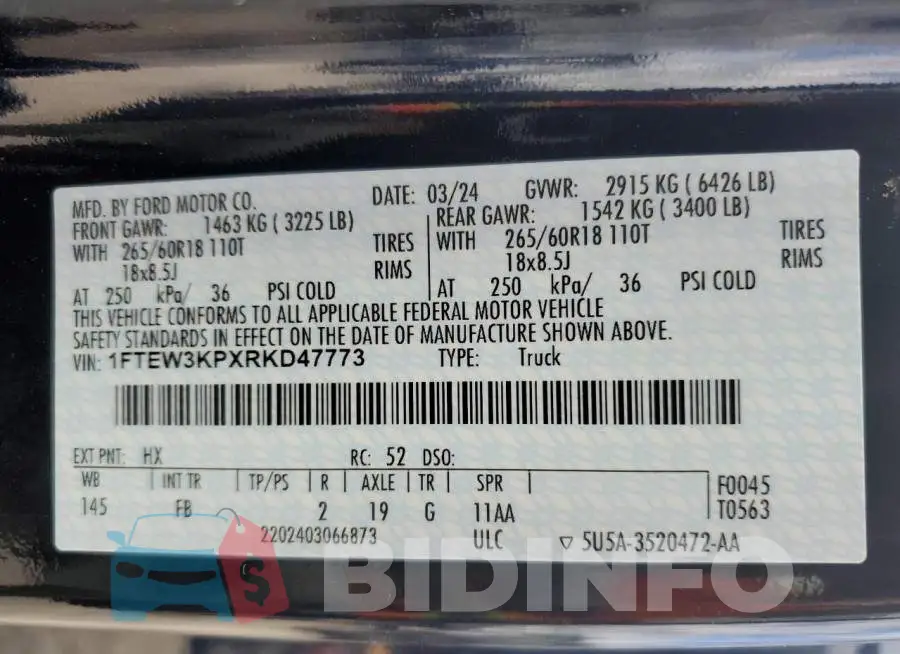 1FTEW3KPXRKD47773 Photo# 12