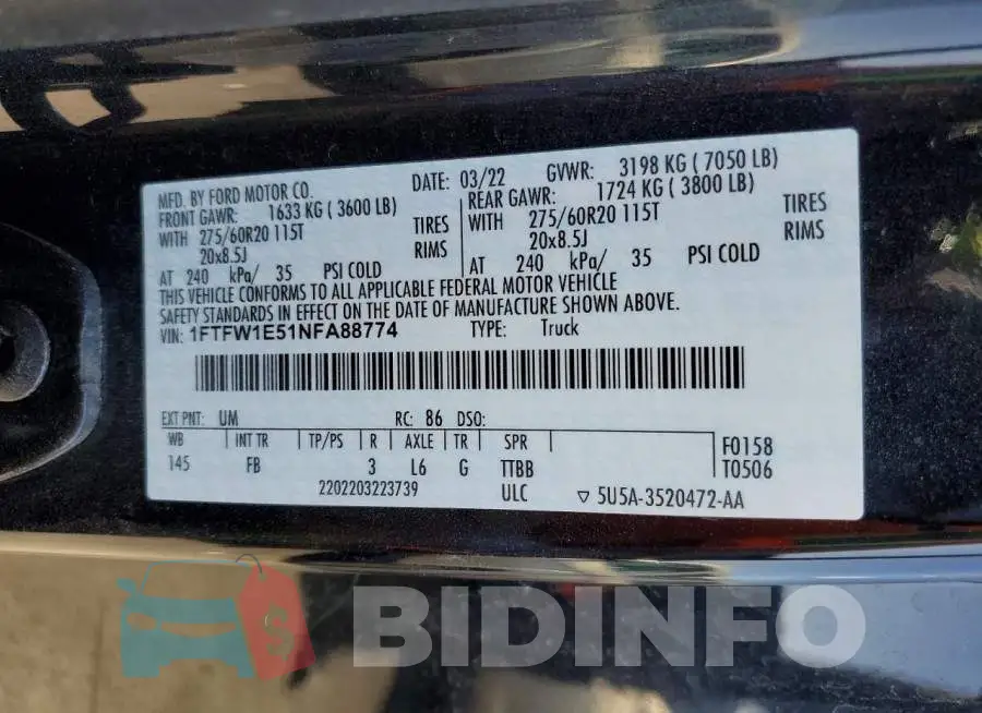 1FTFW1E51NFA88774 Photo# 12