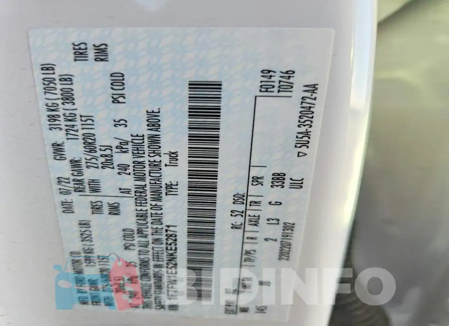 1FTFW1E52NKE52871 Photo# 13