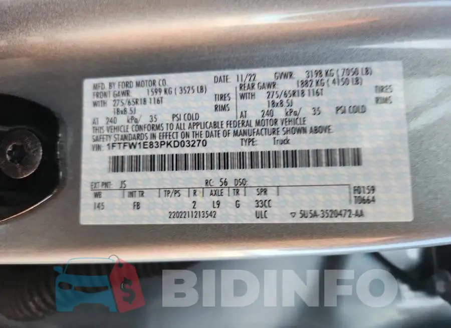 1FTFW1E83PKD03270 Photo# 12