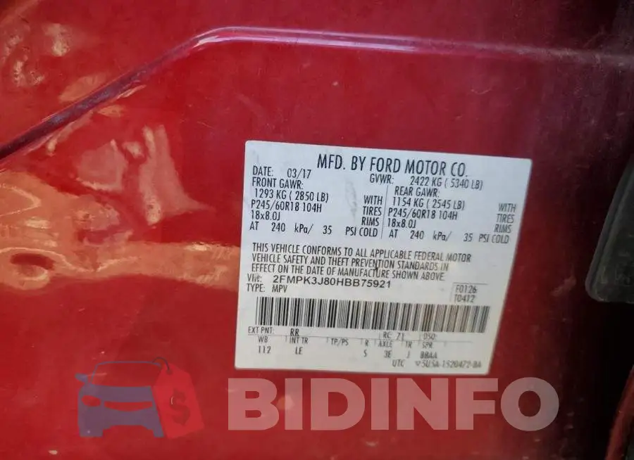 2FMPK3J80HBB75921 Photo# 13