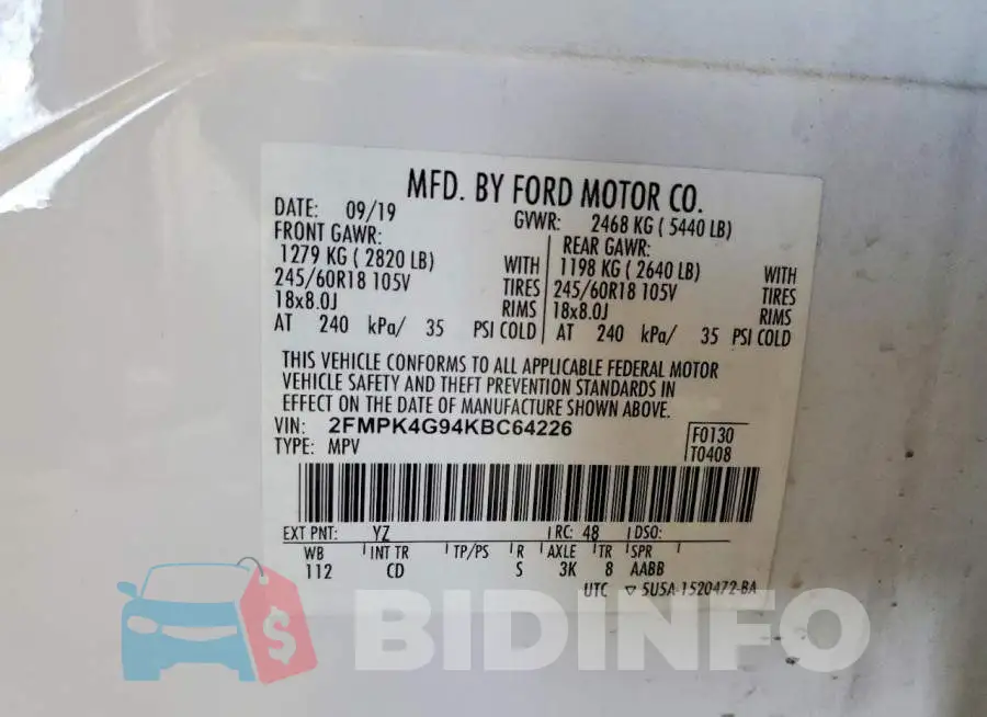 2FMPK4G94KBC64226 Photo# 12