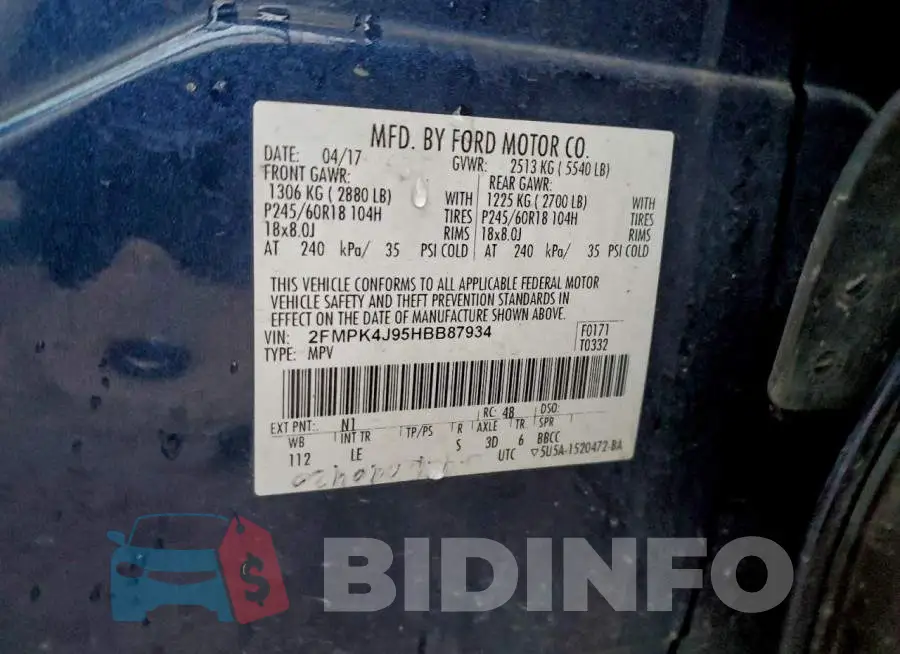 2FMPK4J95HBB87934 Photo# 12