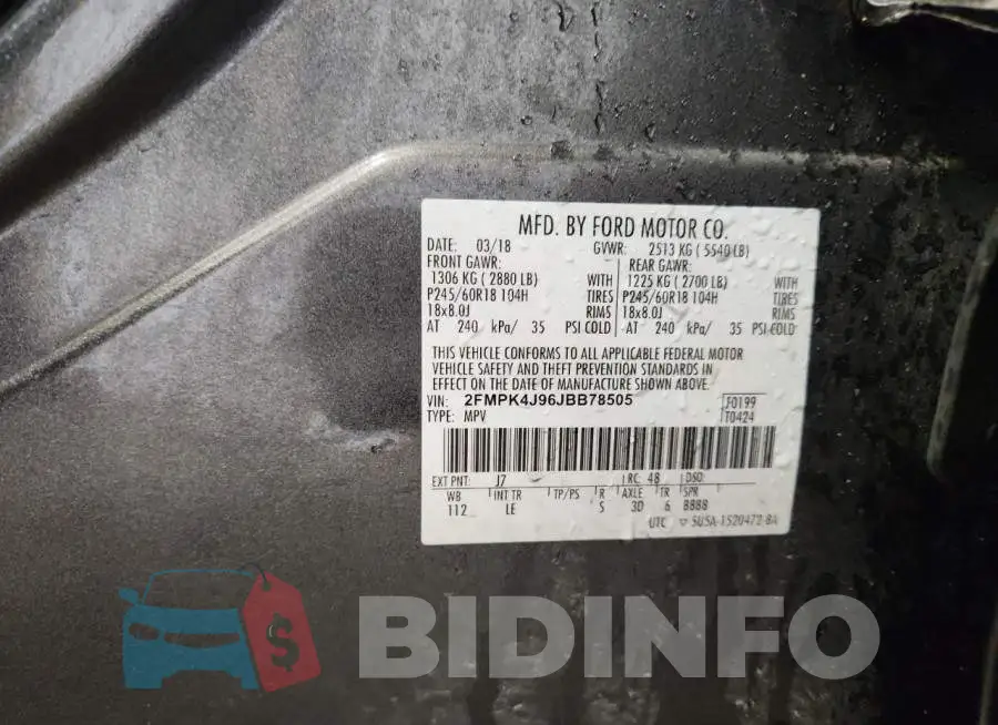 2FMPK4J96JBB78505 Photo# 14