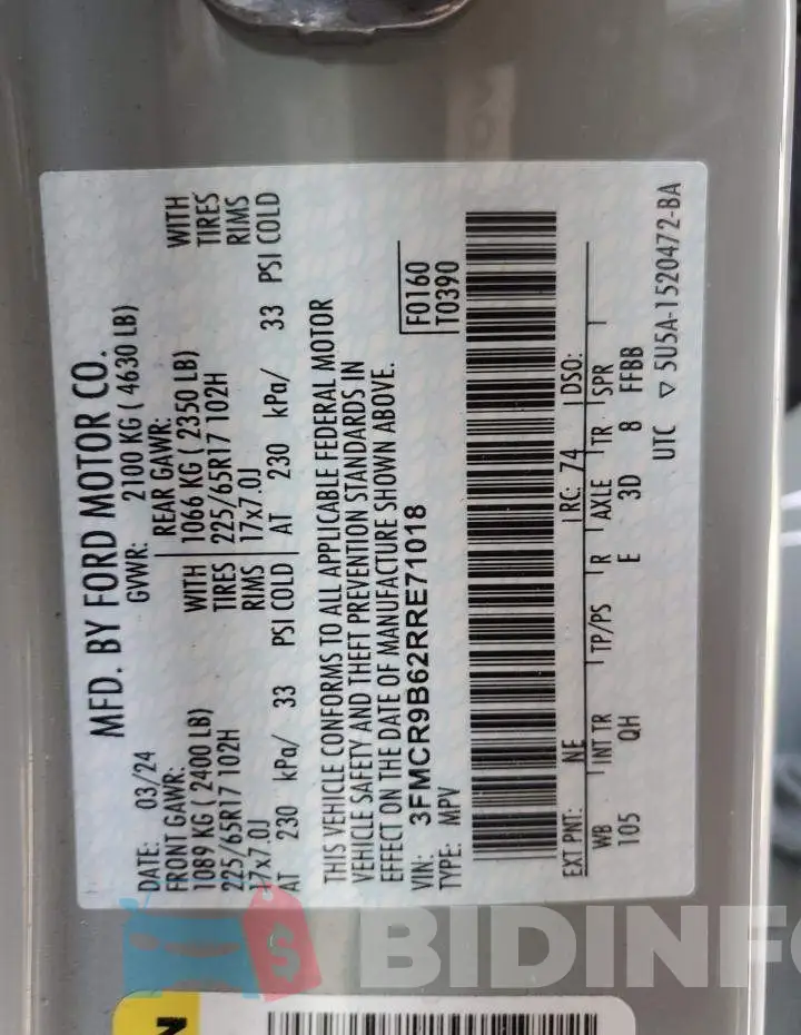 3FMCR9B62RRE71018 Photo# 13