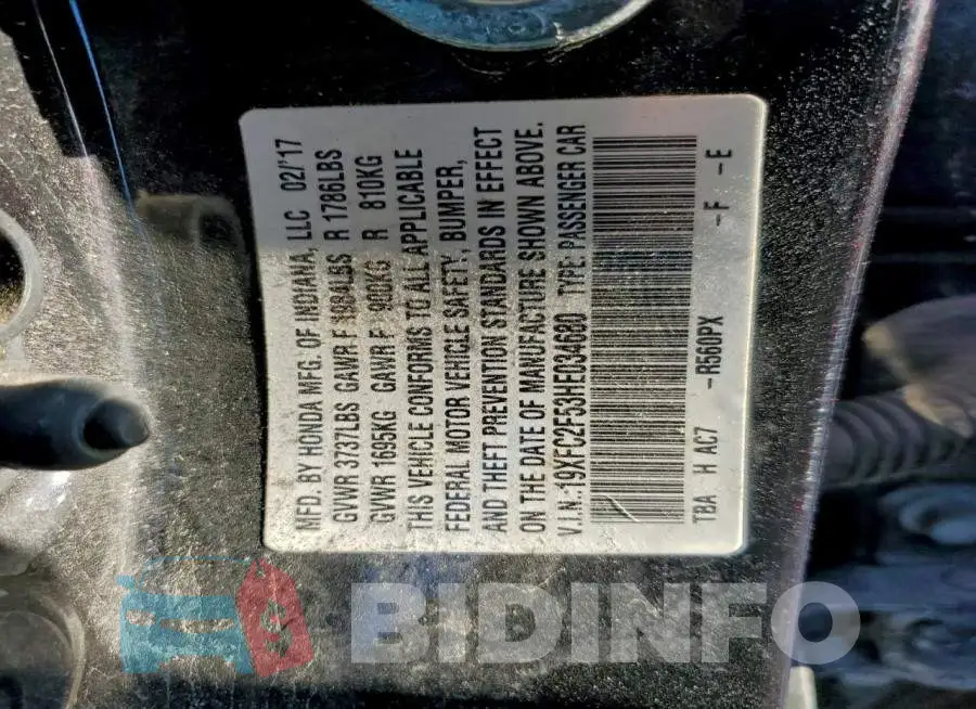 19XFC2F53HE034680 Photo# 12