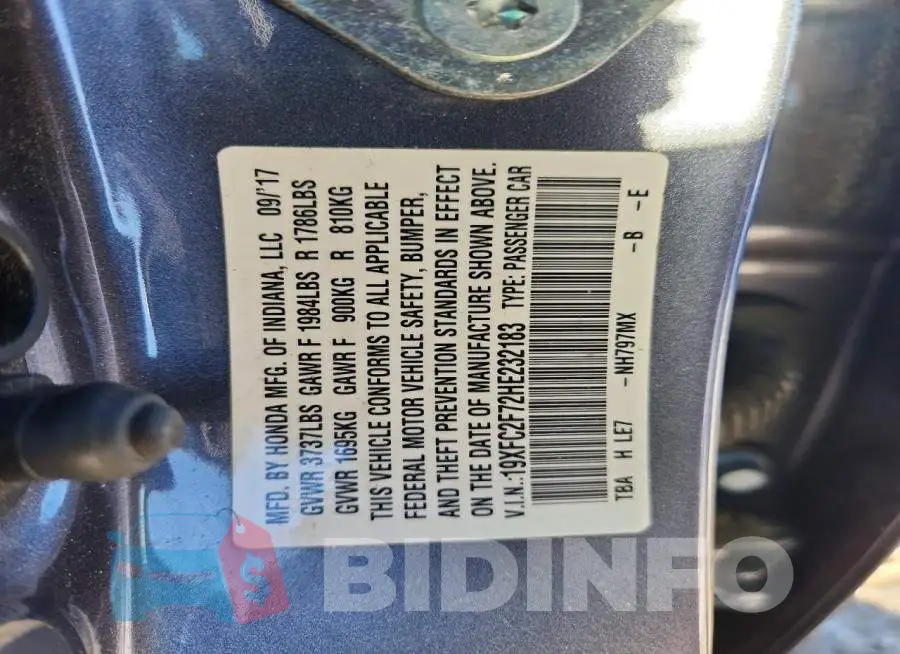 19XFC2F72HE232183 Photo# 12