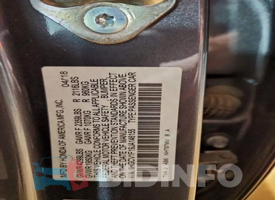 1HGCV1F19JA146155 Photo# 12