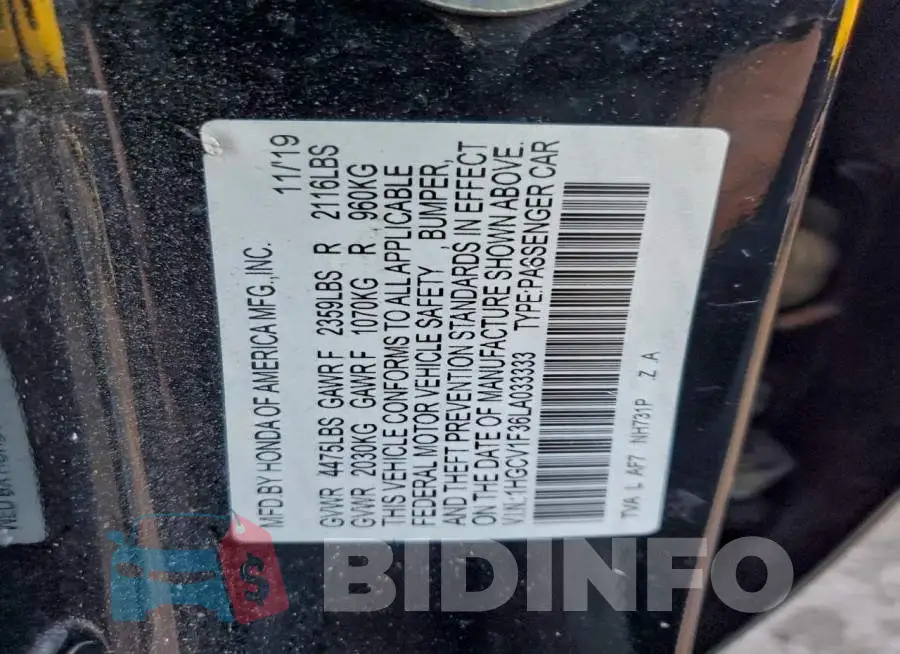 1HGCV1F36LA033333 Photo# 12
