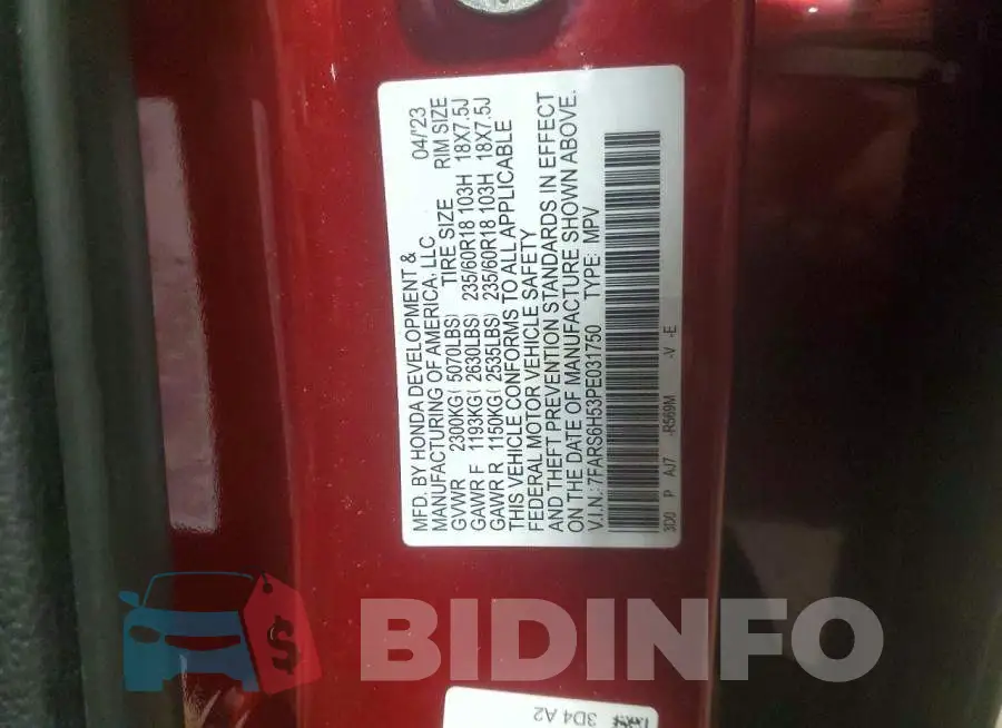 7FARS6H53PE031750 Photo# 13