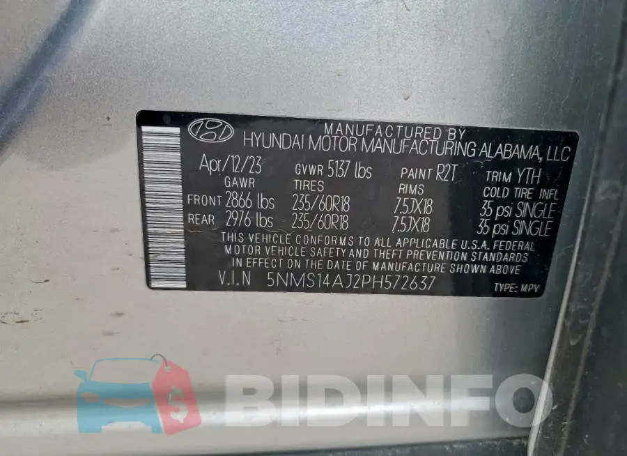 5NMS14AJ2PH572637 Photo# 13