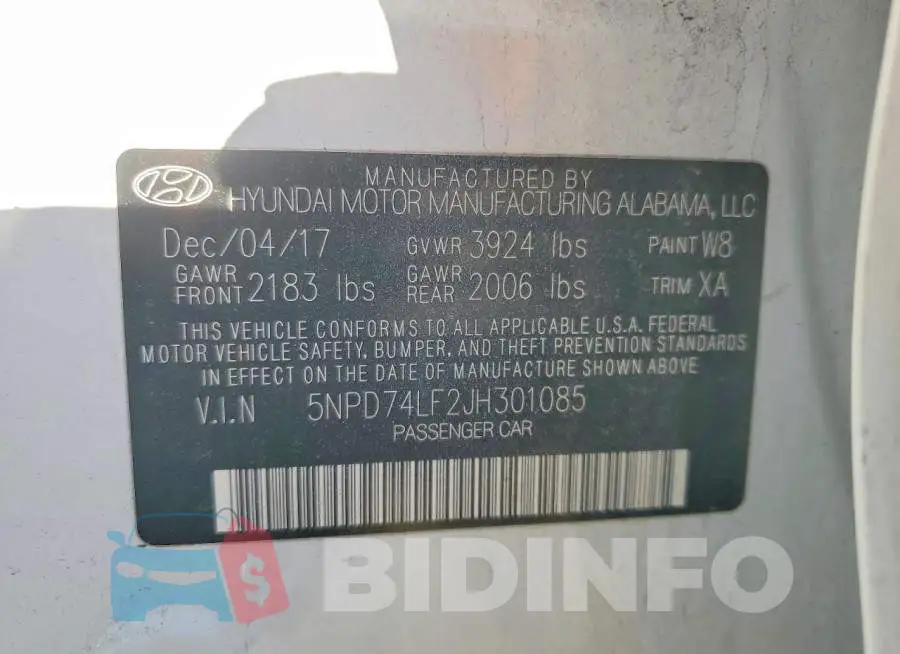 5NPD74LF2JH301085 Photo# 12