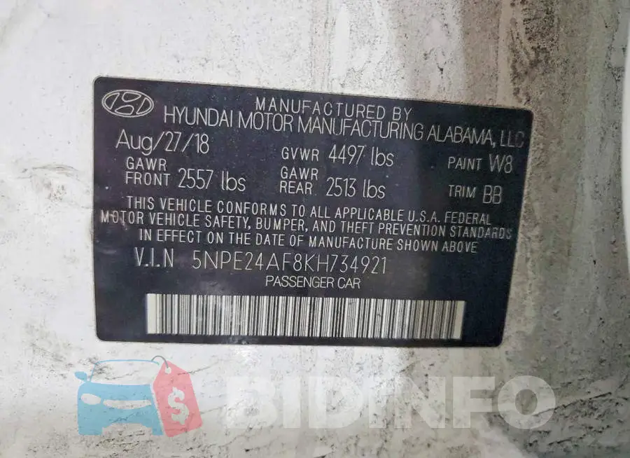 5NPE24AF8KH734921 Photo# 13