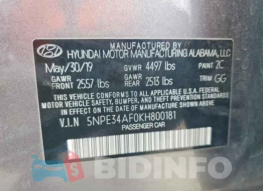 5NPE34AF0KH800181 Photo# 12
