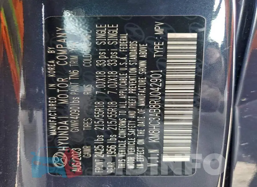 KM8HC3AB8RU042901 Photo# 14