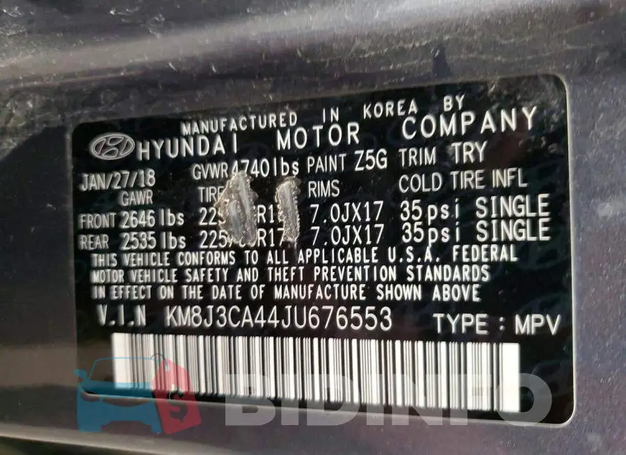 KM8J3CA44JU676553 Photo# 13