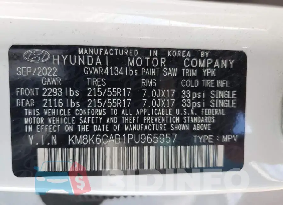 KM8K6CAB1PU965957 Photo# 13