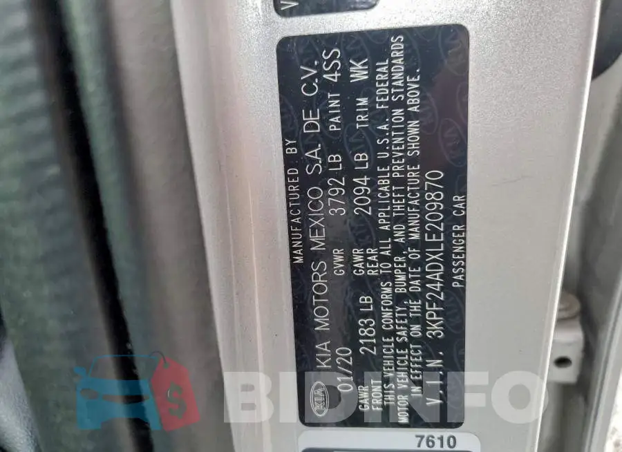 3KPF24ADXLE209870 Photo# 13