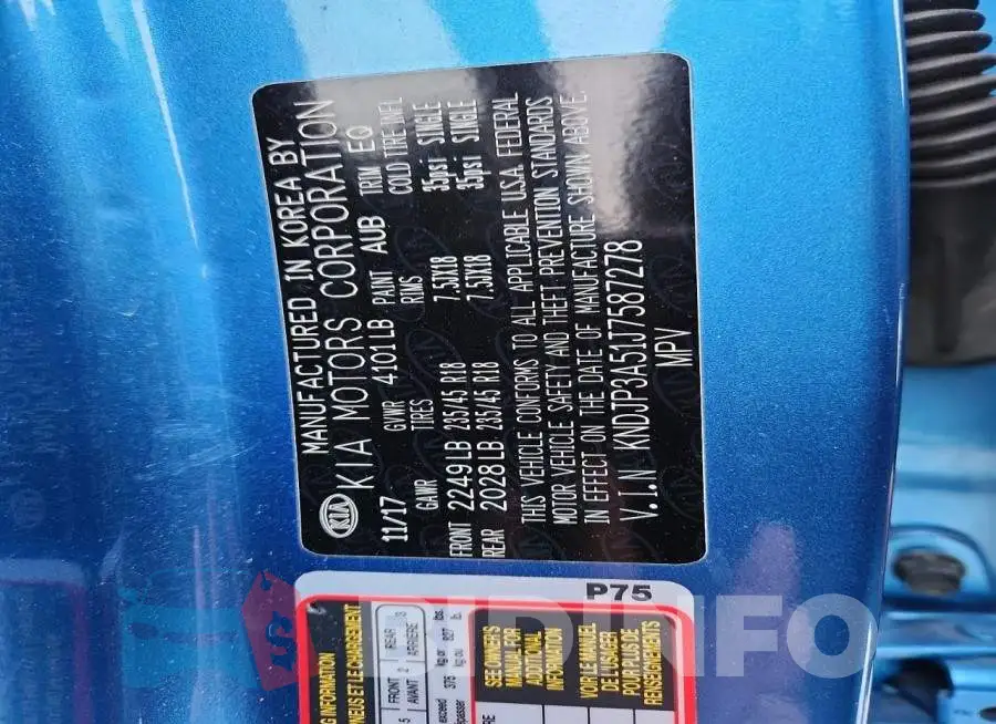 KNDJP3A51J7587278 Photo# 12