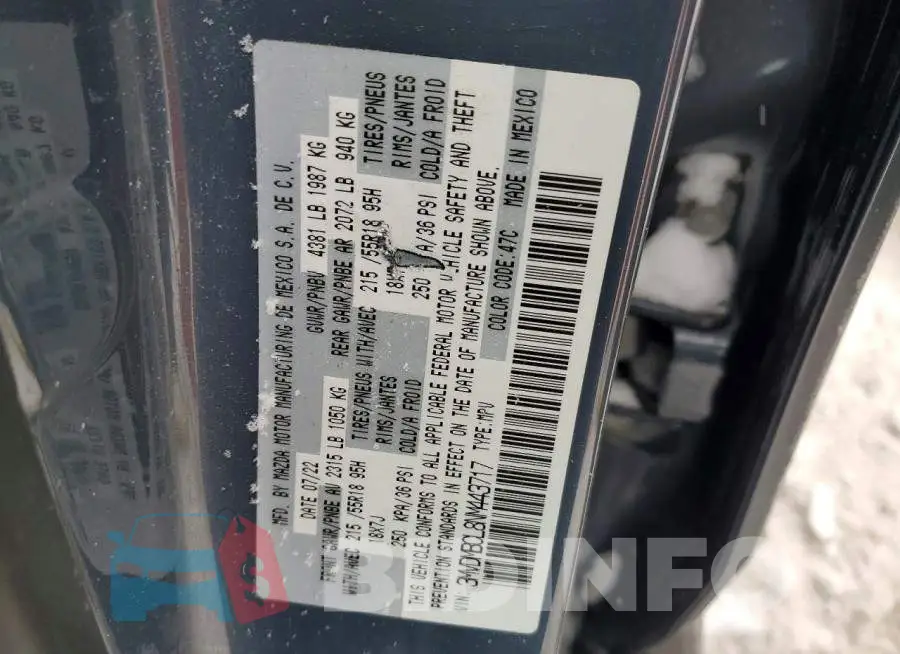 3MVDMBCL8NM443717 Photo# 13
