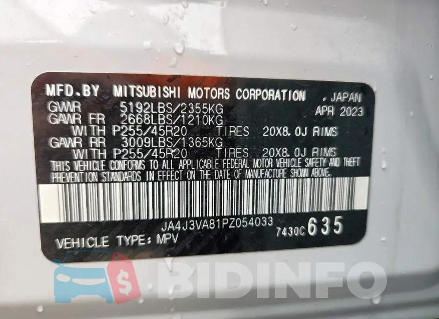 JA4J3VA81PZ054033 Photo# 14