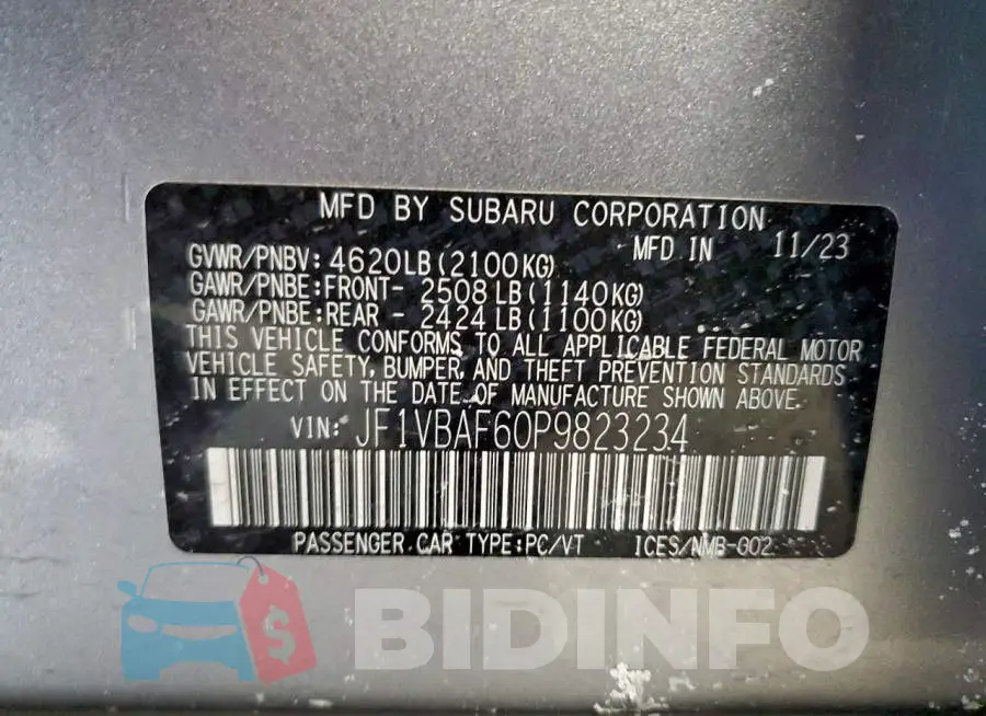 JF1VBAF60P9823234 Photo# 12