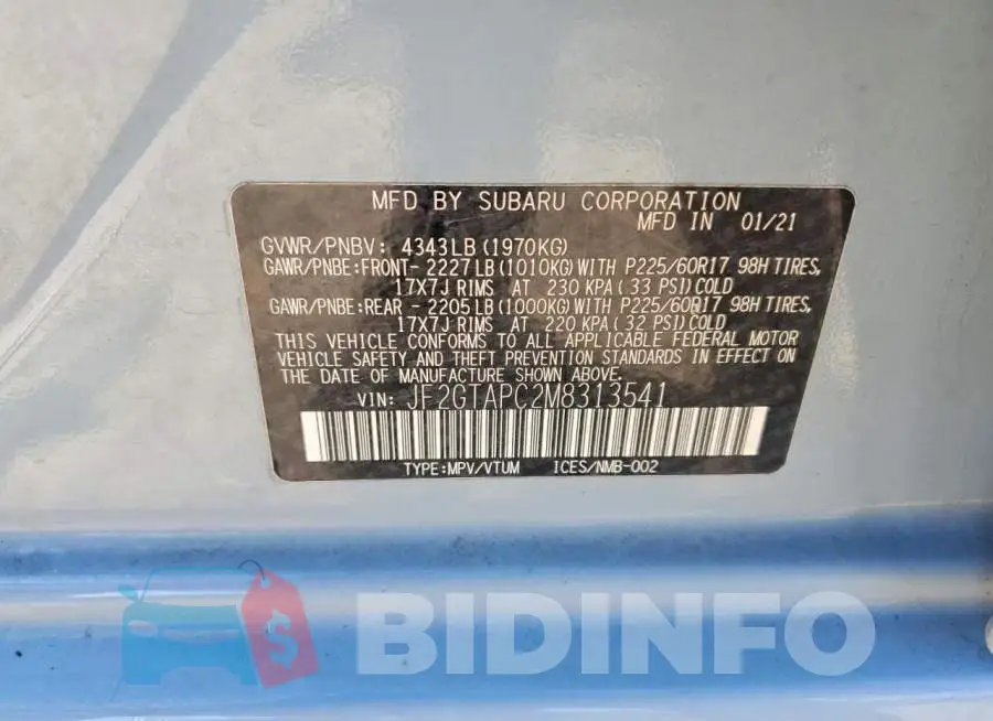 JF2GTAPC2M8313541 Photo# 12
