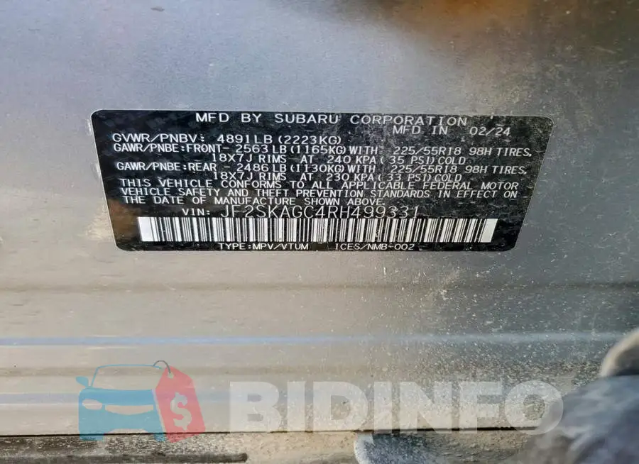 JF2SKAGC4RH499331 Photo# 12